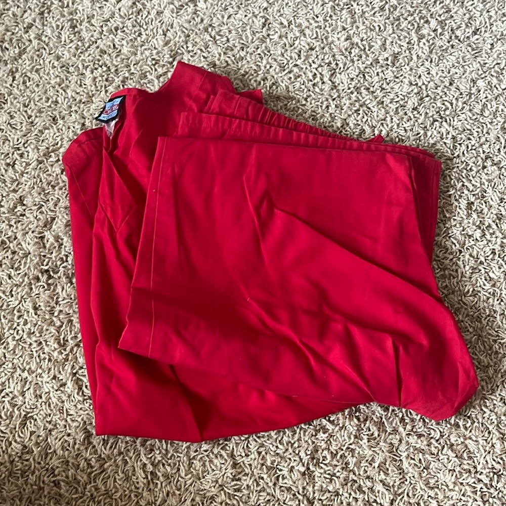 red scrub set